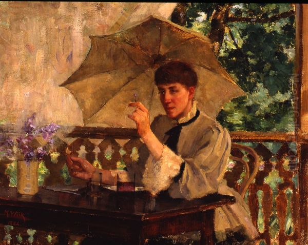 Woman with a Parasol Oil Painting by Maria Wiik