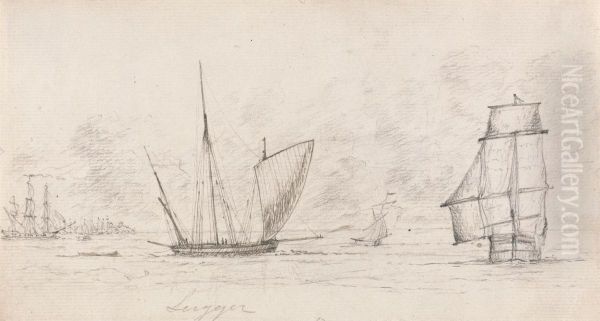 Shipping Scene Oil Painting by Charles Golding Constable