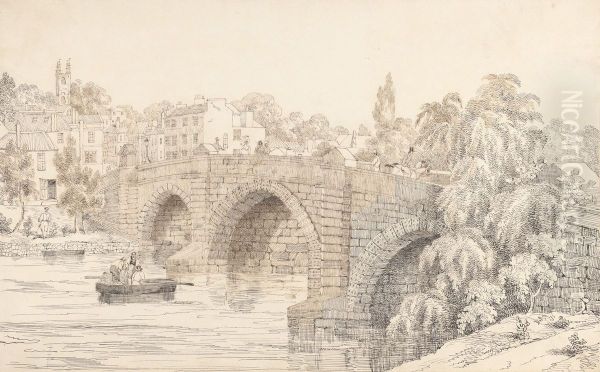 Totnes from the Seymour Hotel Oil Painting by Sir Charles D'Oyly, 7th Baronet