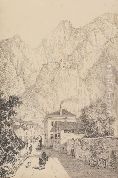 Castle of Salurn near the Town Oil Painting by Sir Charles D'Oyly, 7th Baronet