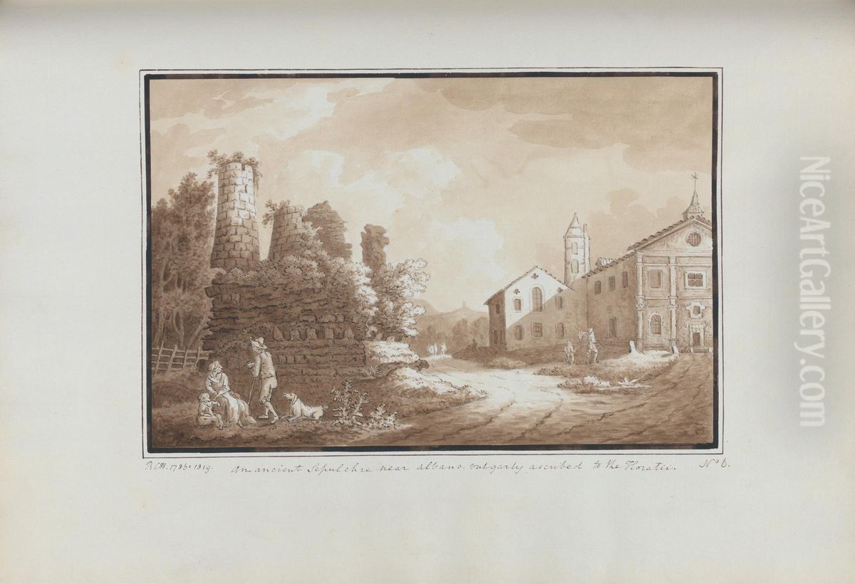 An Ancient Sepulchre near Albano, vulgarly ascribed to the Horatii Oil Painting by Sir Richard Hoare, 2nd Baronet