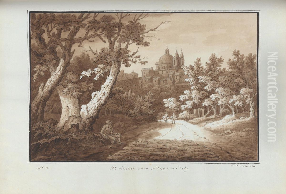 At Larici near Albano in Italy Oil Painting by Sir Richard Hoare, 2nd Baronet