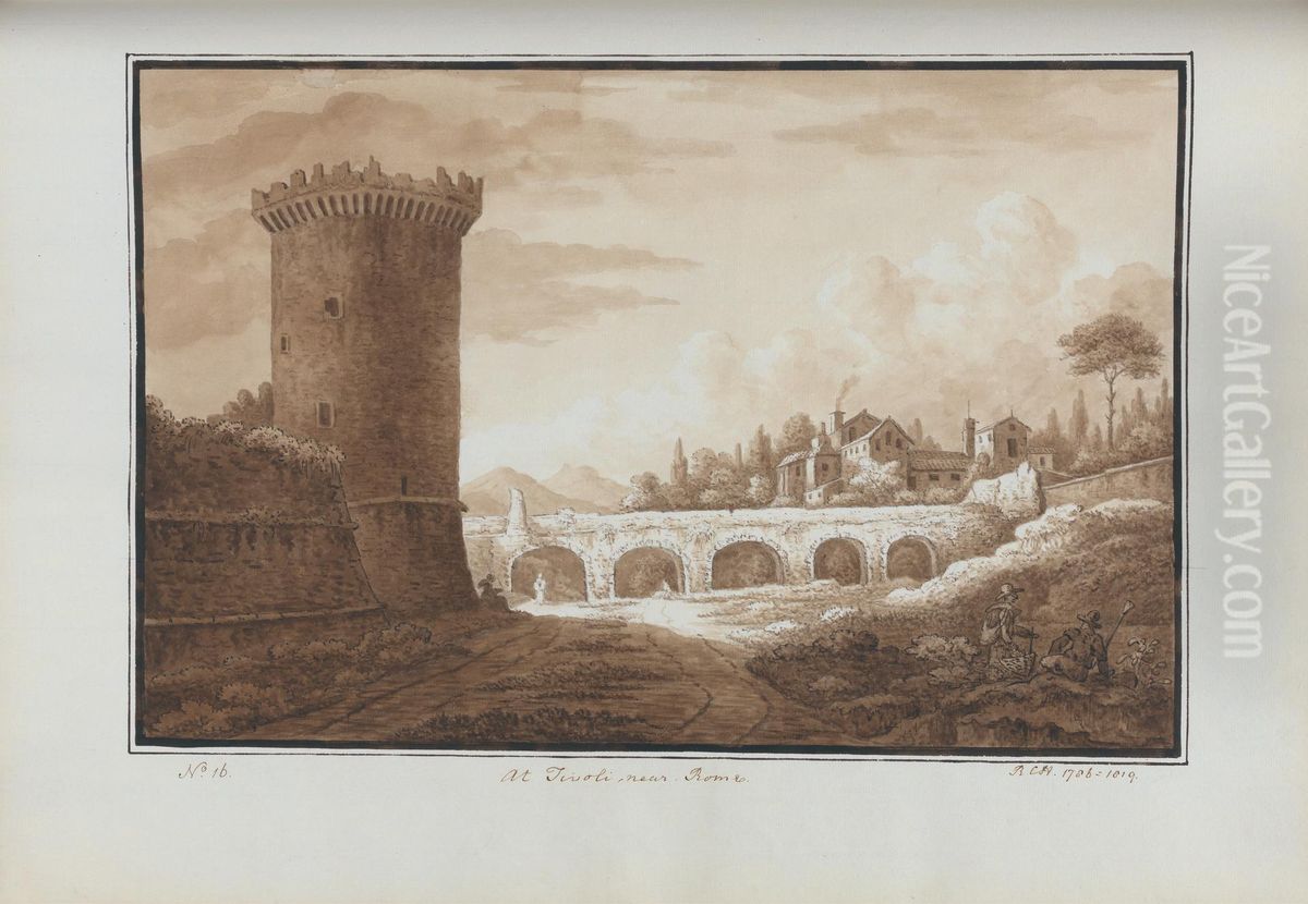 At Tivoli, near Rome Oil Painting by Sir Richard Hoare, 2nd Baronet