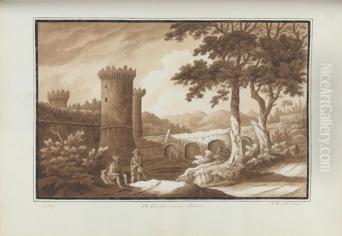 At Tivoli, near Rome Oil Painting by Sir Richard Hoare, 2nd Baronet