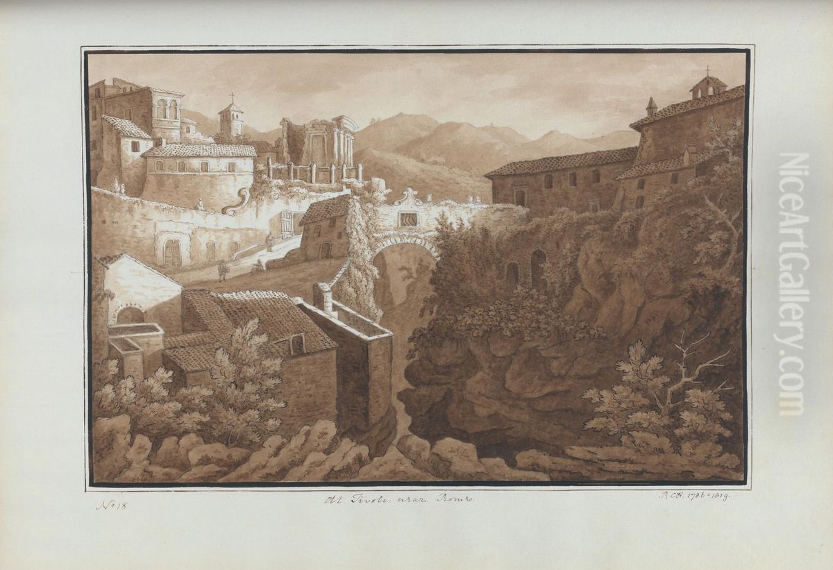 At Tivoli, near Rome Oil Painting by Sir Richard Hoare, 2nd Baronet