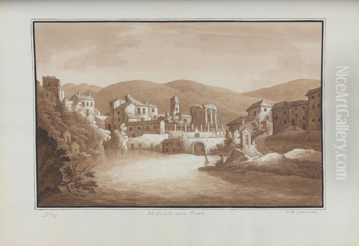 At Tivoli, near Rome Oil Painting by Sir Richard Hoare, 2nd Baronet