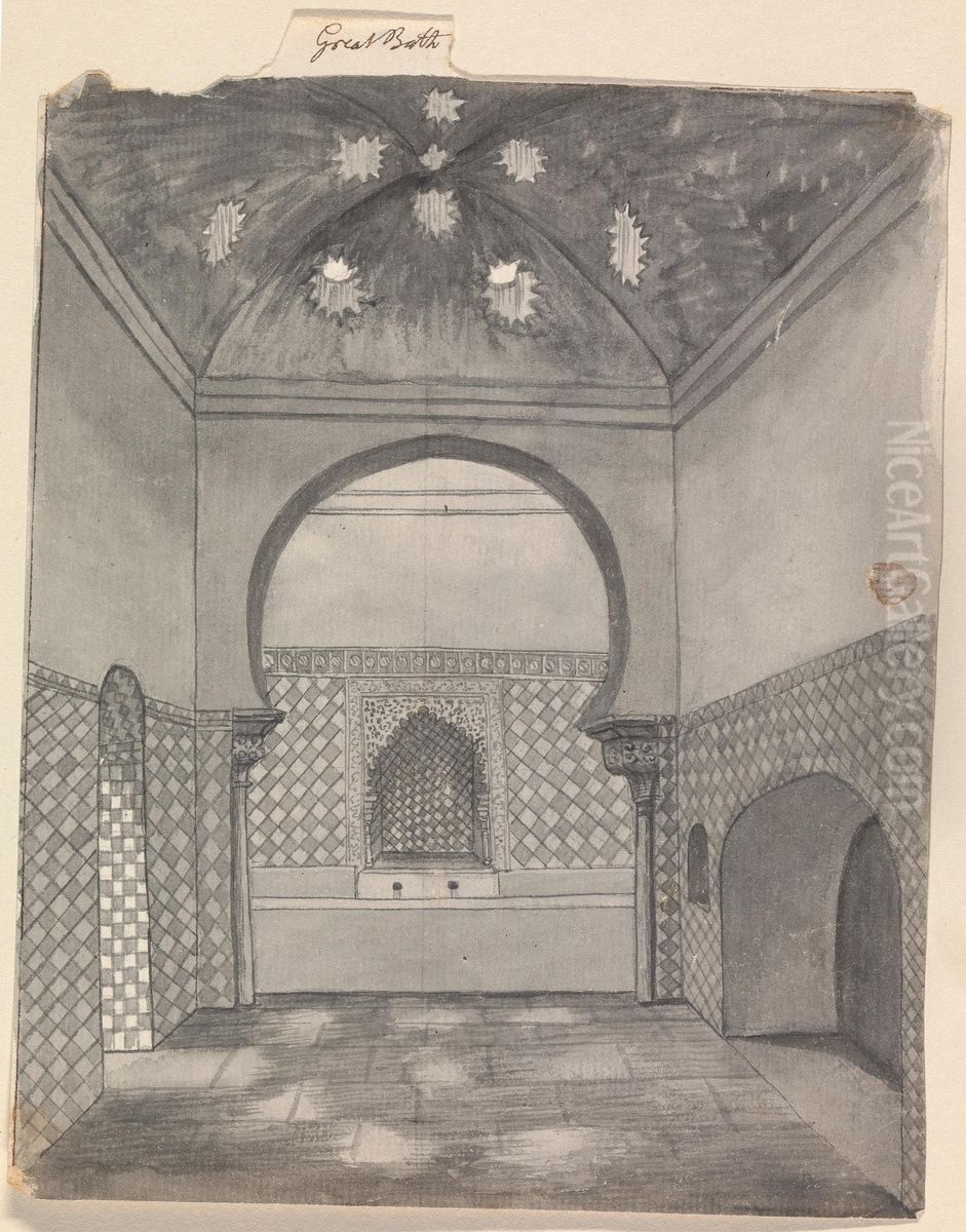 The Great Bath of the Alhambra Oil Painting by Henry Swinburne
