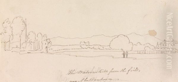 The Malvern HIlls from the Field near Cheltenham Oil Painting by Henry Swinburne