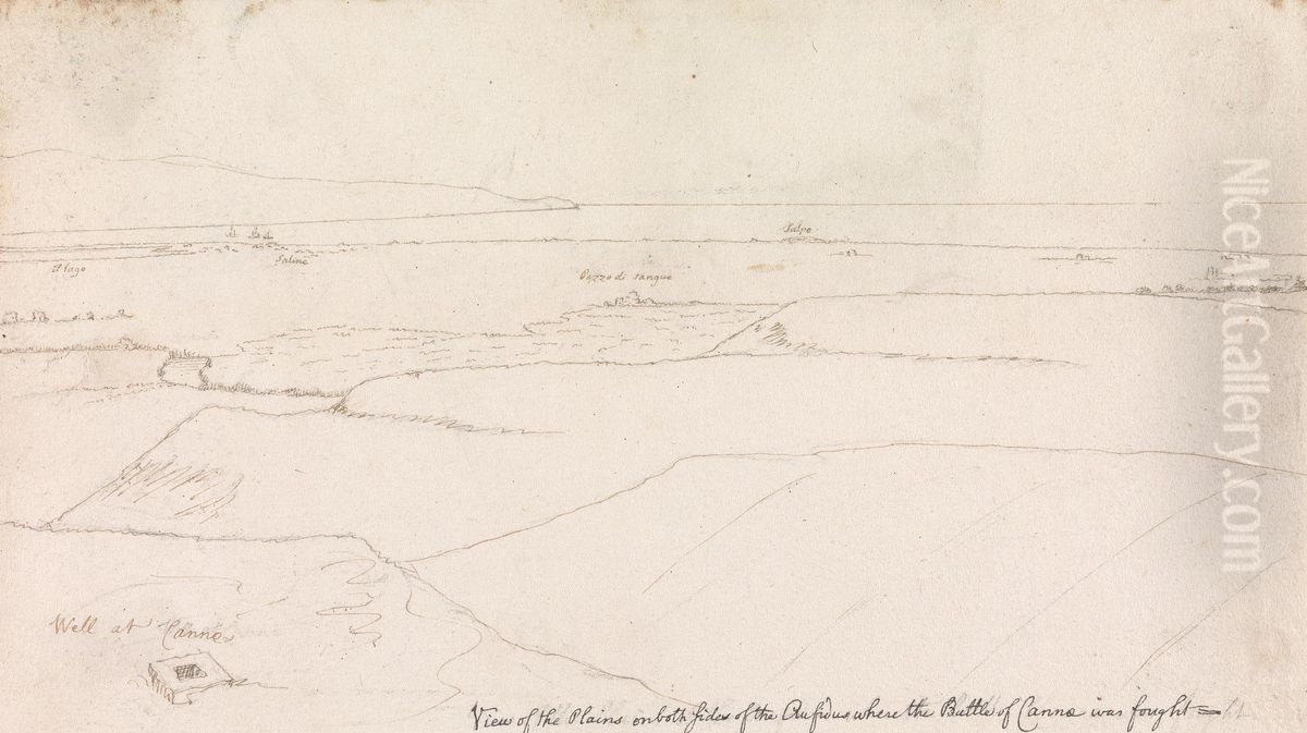 View of the Plains on Both Sides of the Ofanto River, Where the Battle of Cannae was Fought Oil Painting by Henry Swinburne