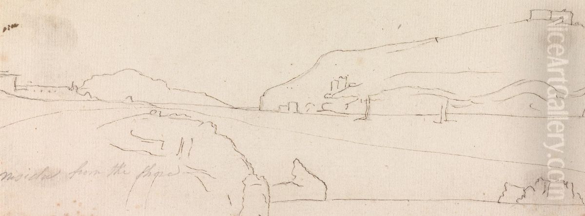 Sketch of a Landscape with Hills and Valleys Oil Painting by Henry Swinburne