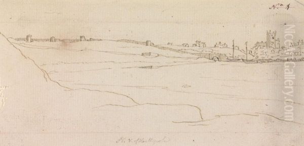 Landscape, with a Village in the Distance Oil Painting by Henry Swinburne