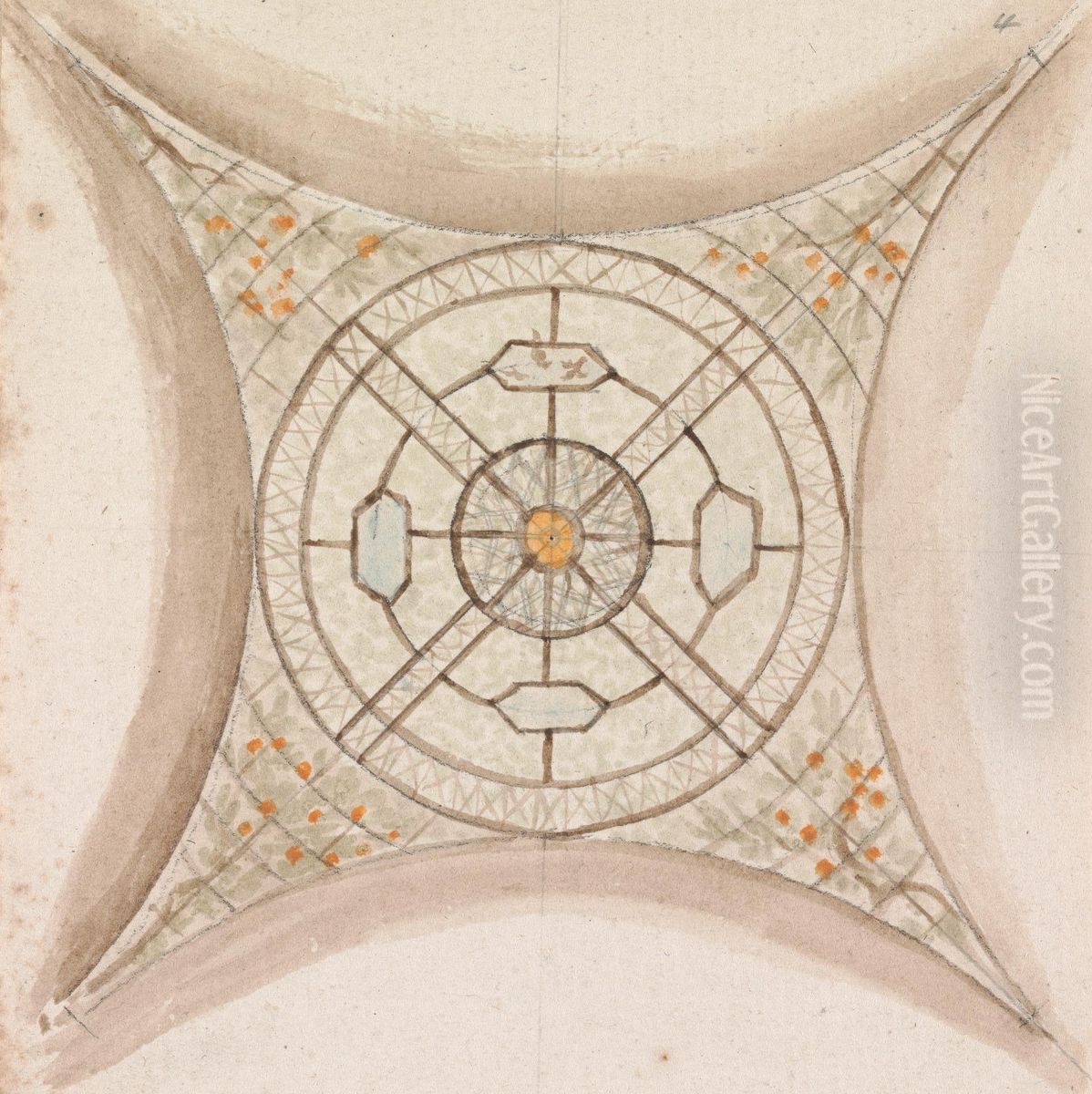 One of Four Sketches, of Ceilings, in the Vatican Gallery Oil Painting by Henry Swinburne
