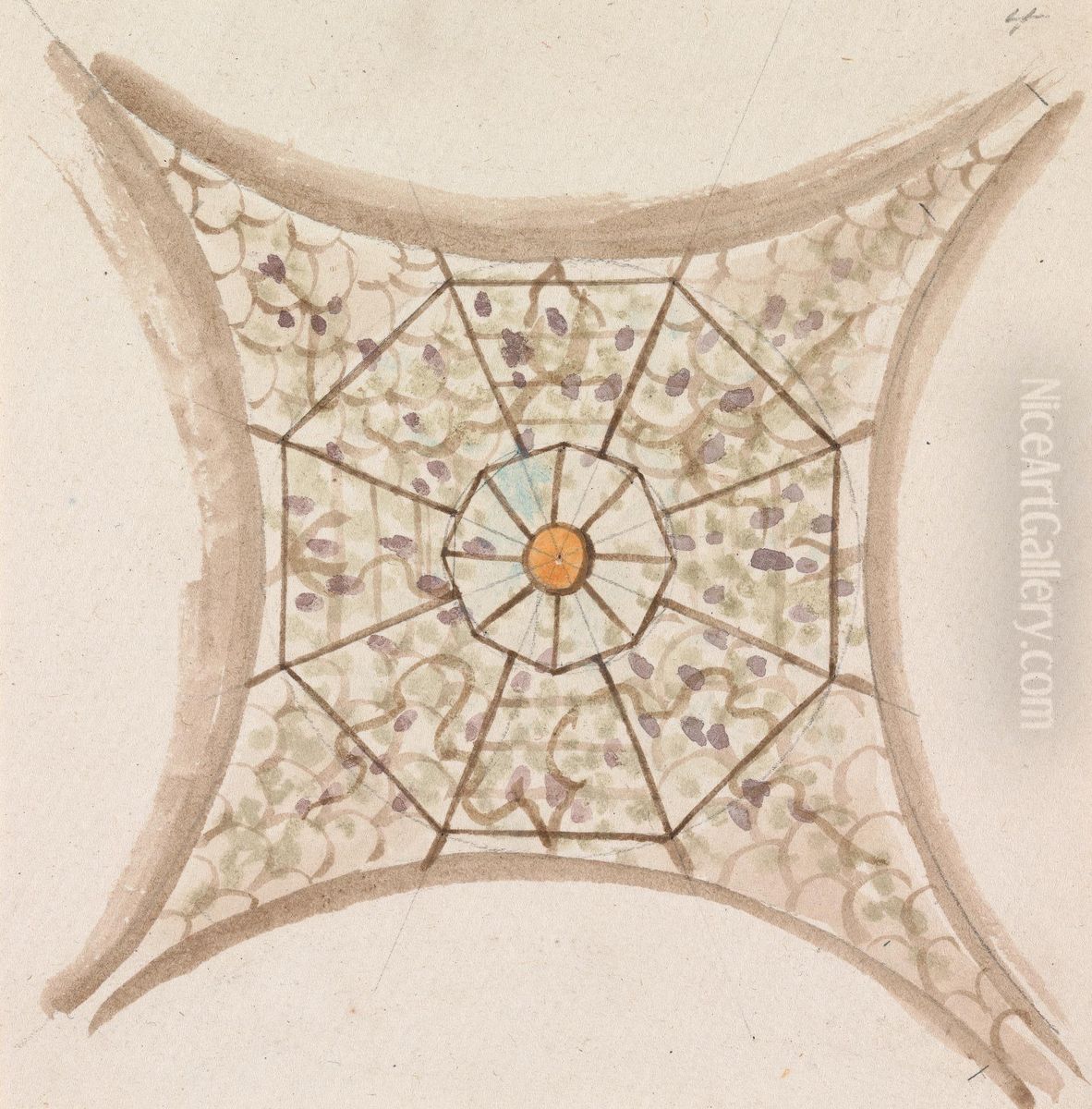 One of Four Sketches, of Ceilings, in the Vatican Gallery Oil Painting by Henry Swinburne