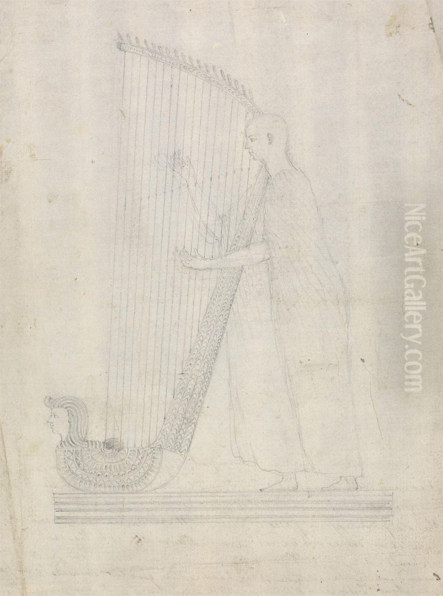 Study for Man Playing a Harp Oil Painting by James Bruce