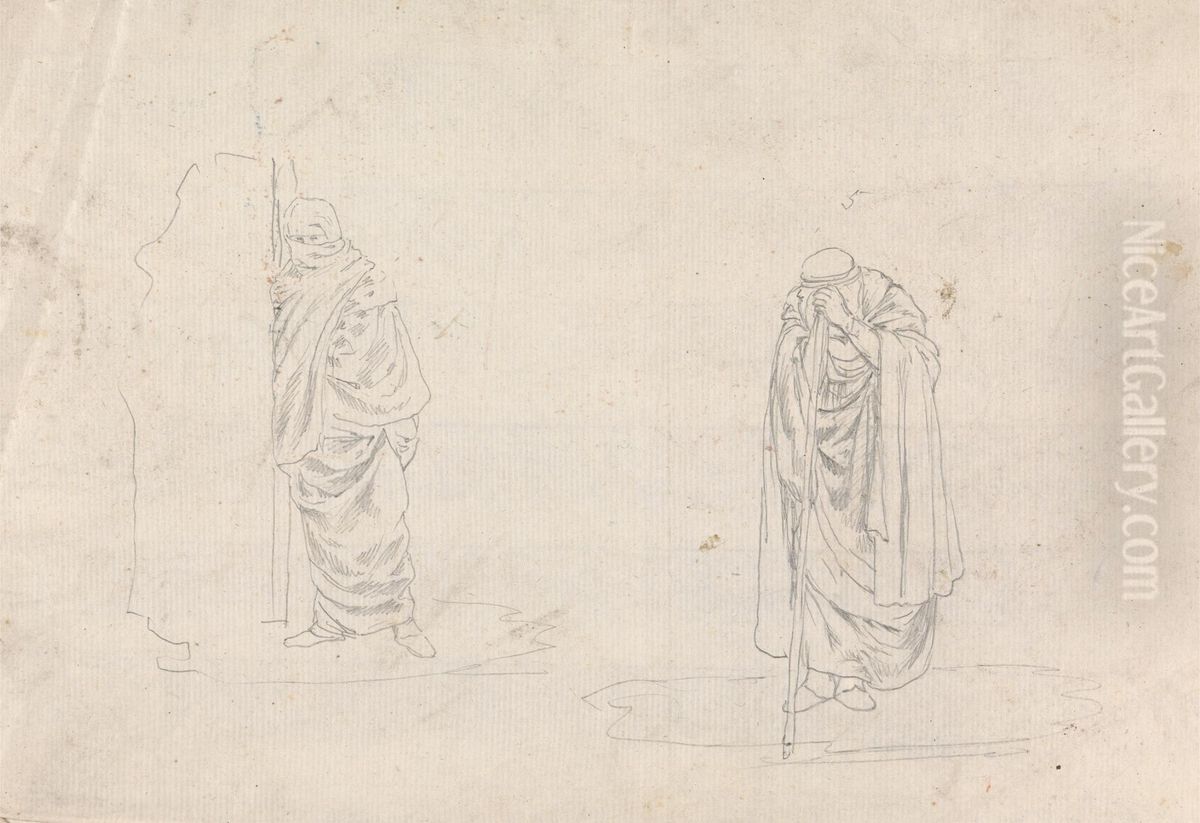 Studies of Two Men with Staffs Oil Painting by James Bruce