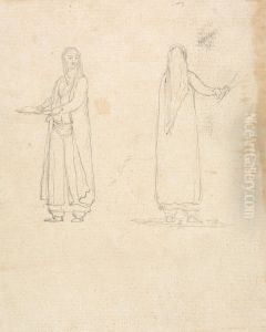 Study of Two Women, One Carrying a Plate