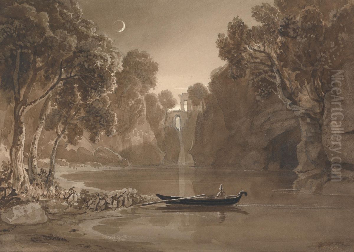 The Moonlit Lake Oil Painting by Samuel Jackson
