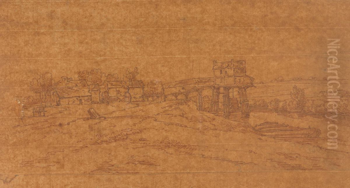 The Water Mill above the Bridge at Charenton Oil Painting by Thomas Girtin