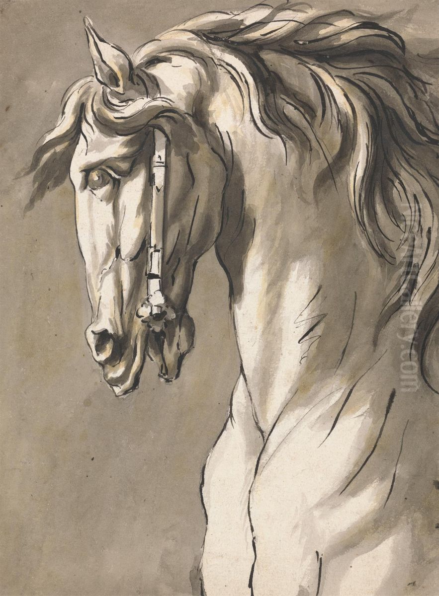 Study of a Horse's Head Oil Painting by John Michael Rysbrack