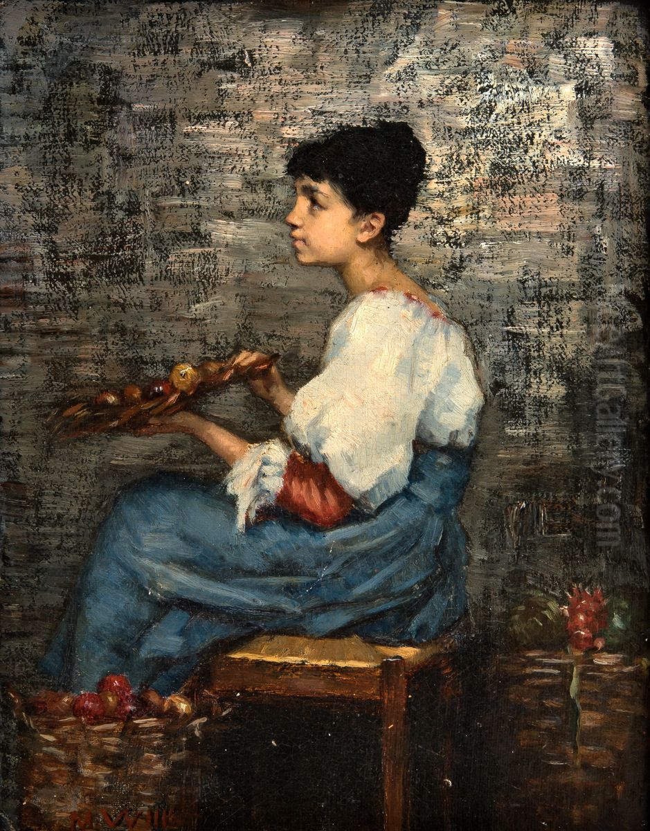 Hedelmakauppias Oil Painting by Maria Wiik