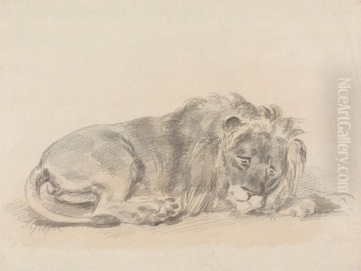 Lion Lying Down Oil Painting by Sawrey Gilpin