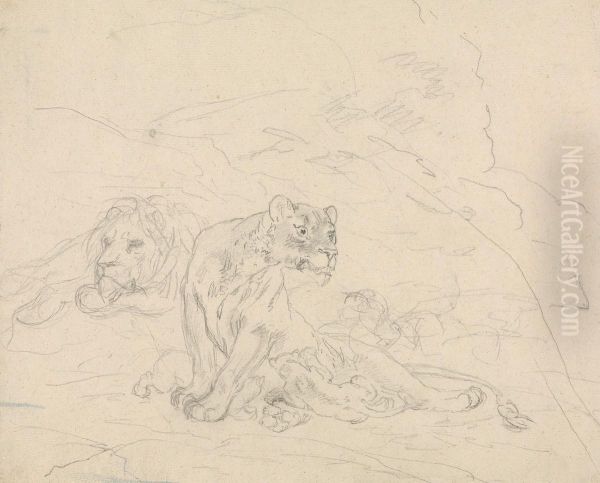 Lion Family Oil Painting by Sawrey Gilpin