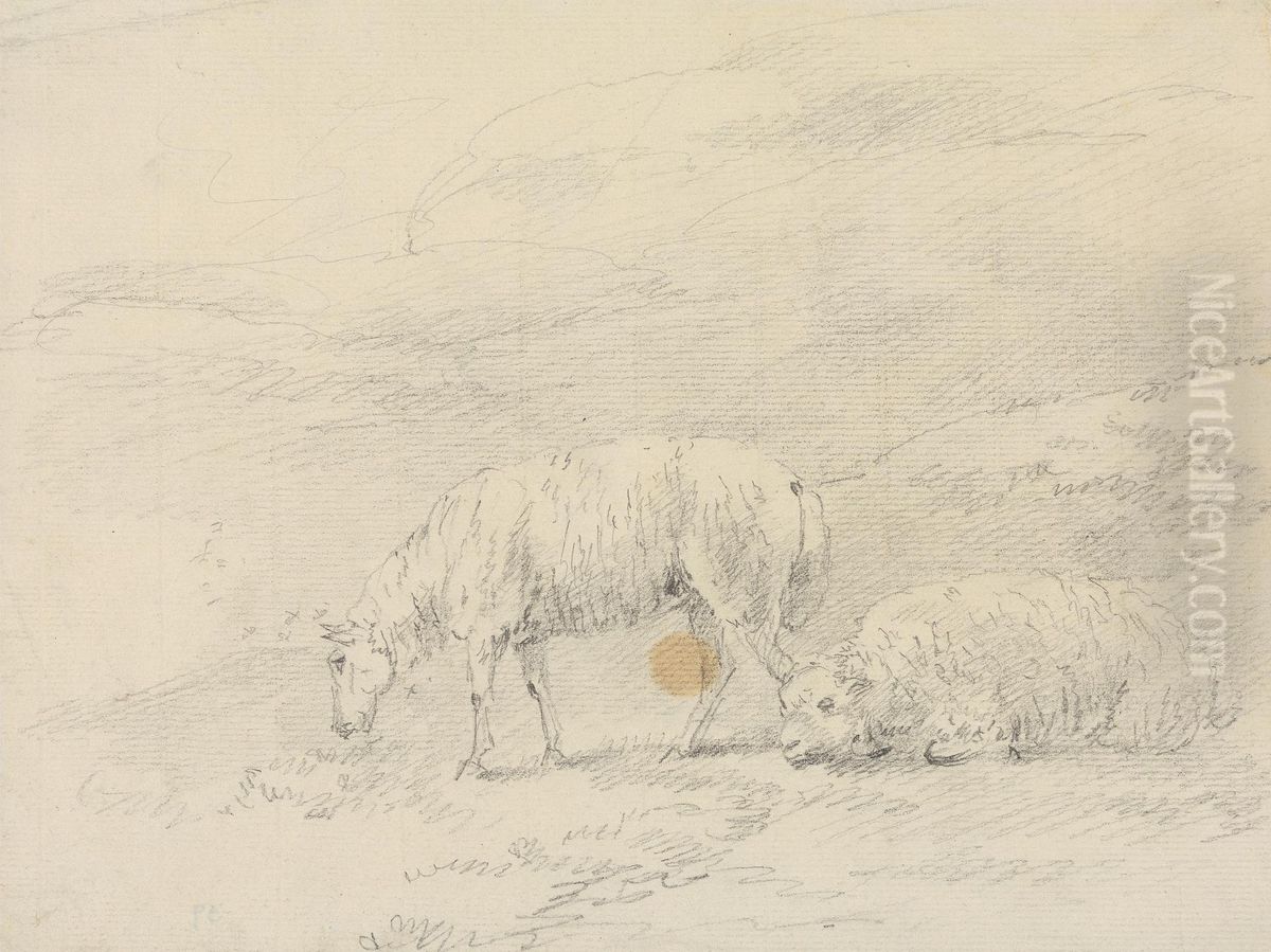 Two Sheep Oil Painting by Sawrey Gilpin