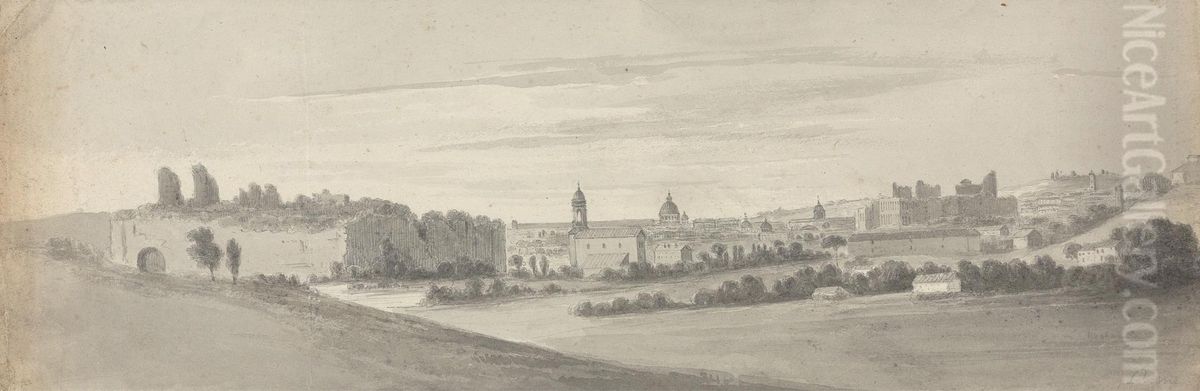 Rome From the Baths of Caracalla Oil Painting by Isaac Weld