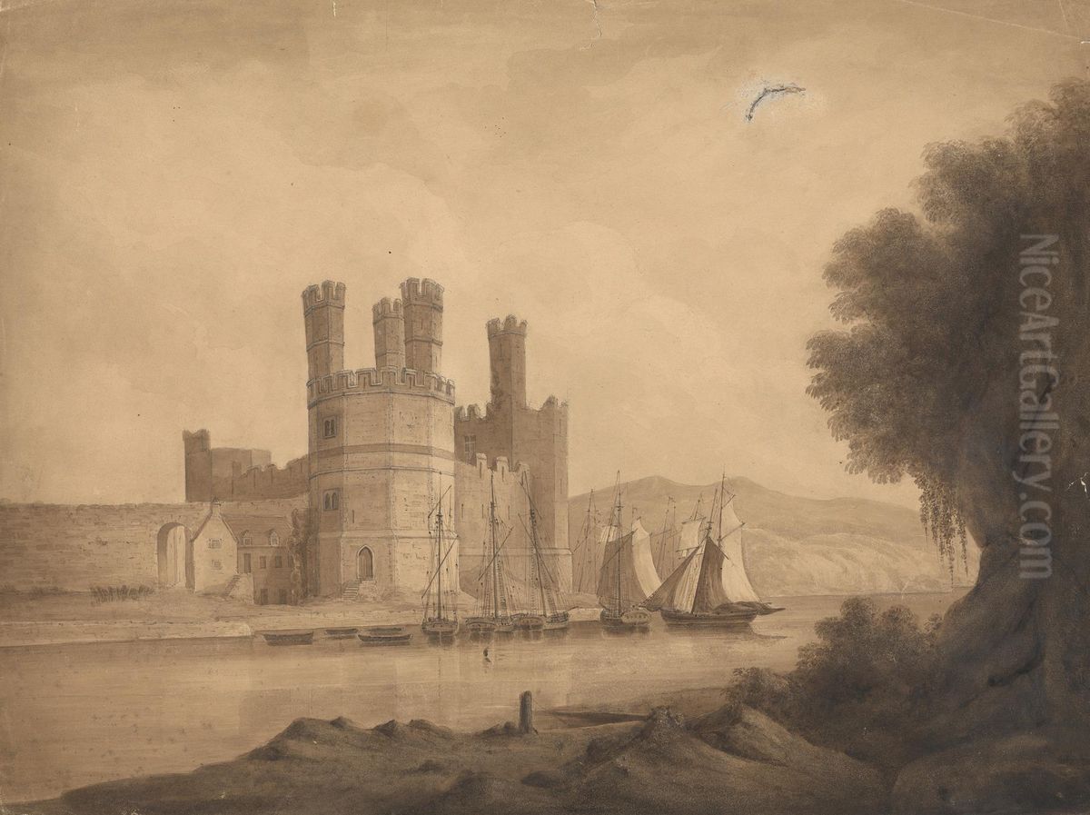 Caernarvon (Castle) Eagle Tower Oil Painting by Isaac Weld