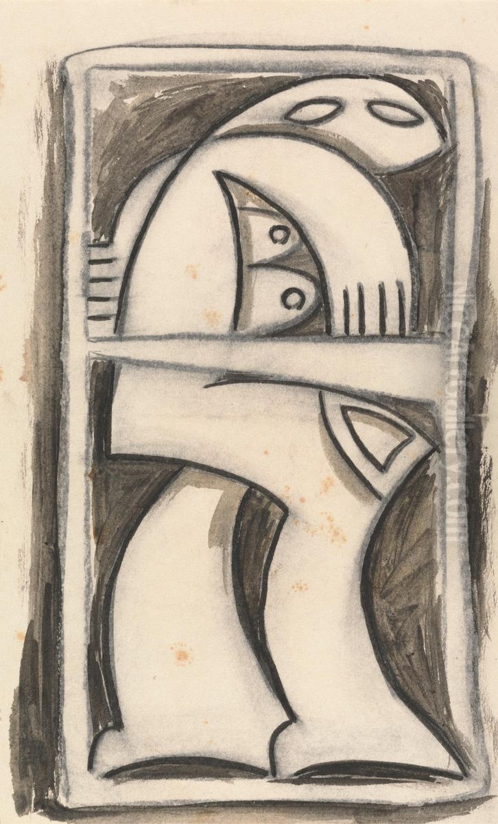 Standing Female Figure Oil Painting by Henri Gaudier-Brzeska