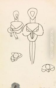 Four Studies for Two Figural Designs