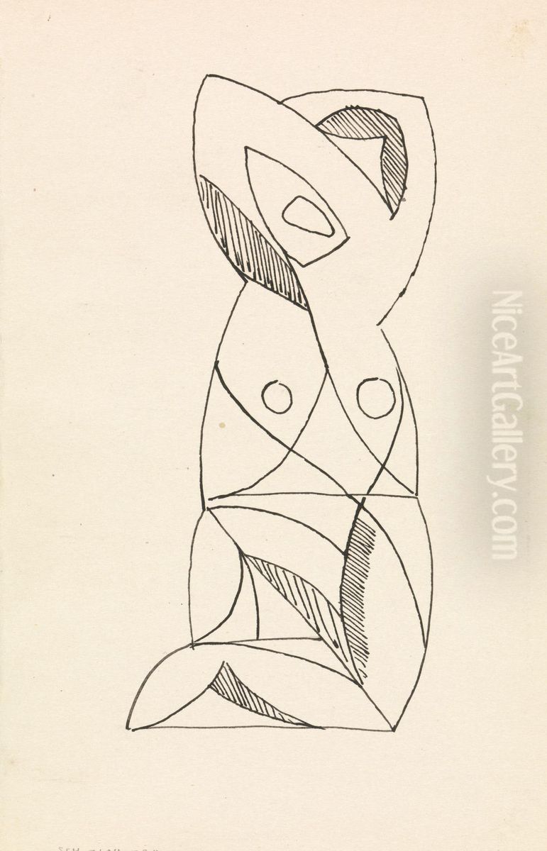 Kneeling Female Figure Oil Painting by Henri Gaudier-Brzeska
