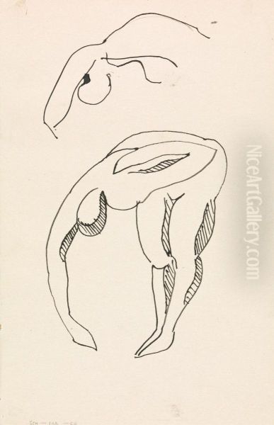 Bowing Figure Oil Painting by Henri Gaudier-Brzeska
