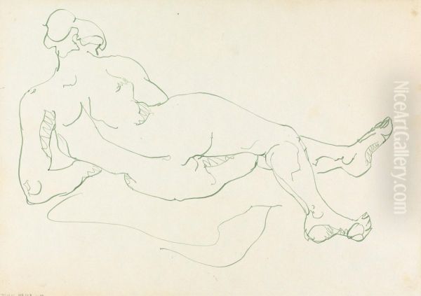 Reclining Female Figure Oil Painting by Henri Gaudier-Brzeska