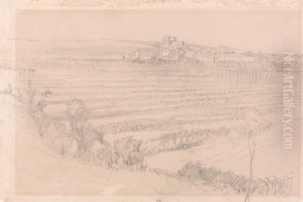 Distant View of Saint-Wulfran, Abbeville Oil Painting by John Ruskin