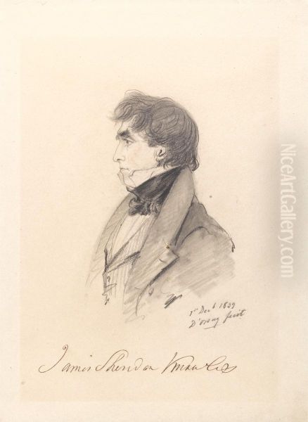 Portrait of James Sheridan Knowles Oil Painting by Alfred d'Orsay