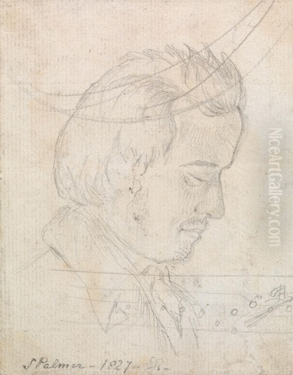 Portrait Head of Samuel Palmer Oil Painting by George Richmond