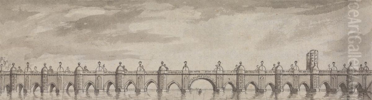 London Bridge Oil Painting by Samuel Wale