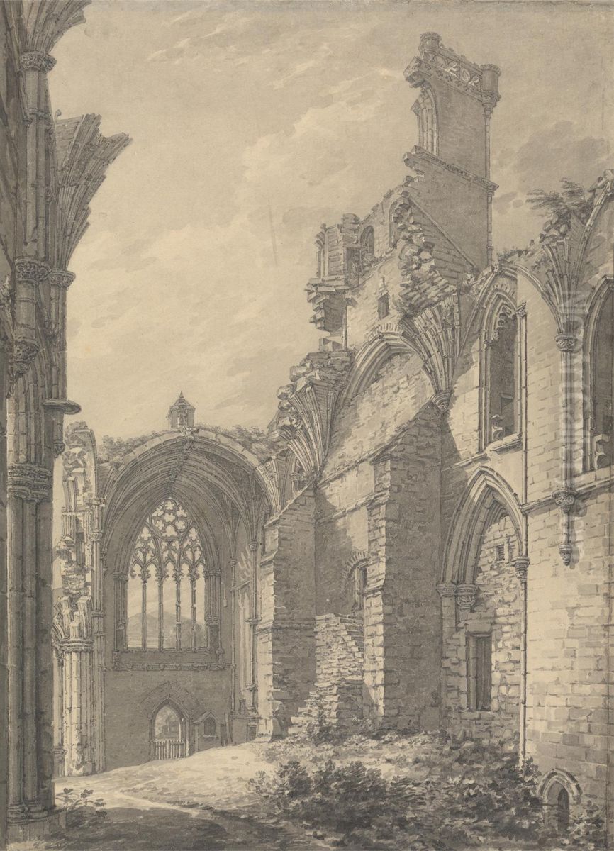 Transept of Melrose Abbey, 1778 Near Old Melrose on the River Tweed, Roxburgh Oil Painting by Thomas Hearne