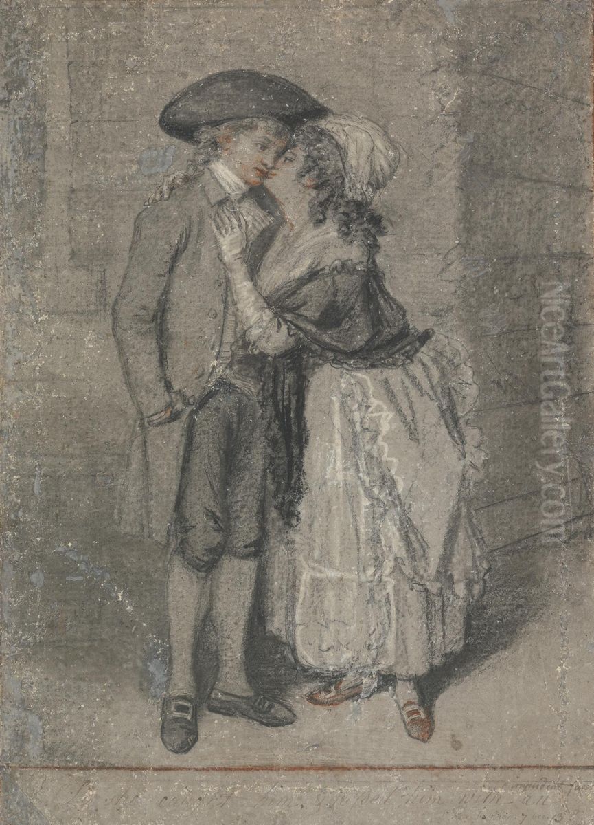 So She Caught Him and Kissed Him (Proverbs, Chapter VII, Verse 13) Oil Painting by John Raphael Smith