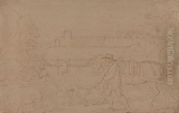 A Farm near Windsor Oil Painting by Benjamin West
