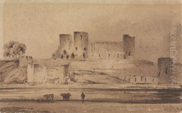 West View of Rhyddlan Castle Oil Painting by Copley Fielding