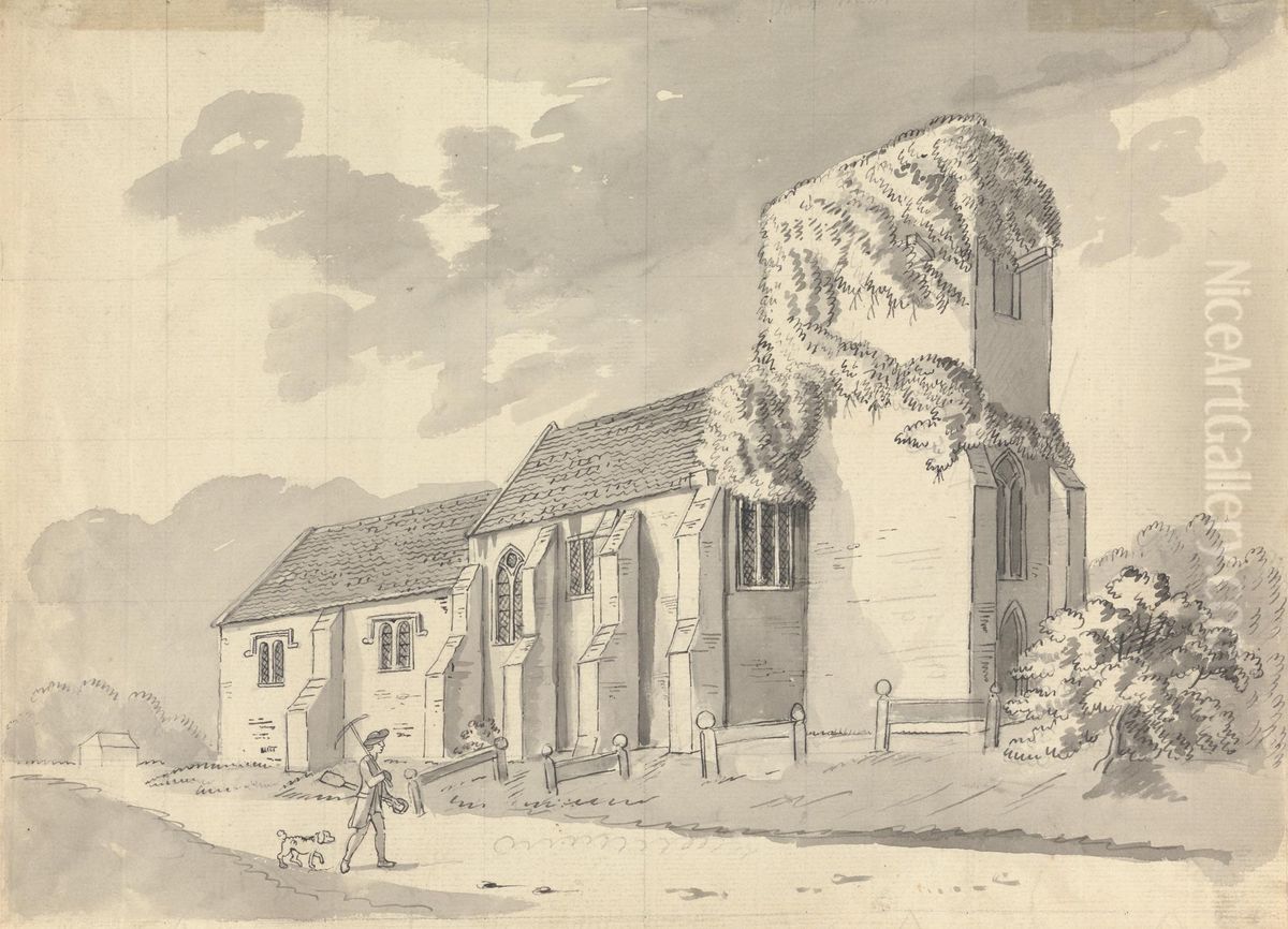 South Mimms Church, Hertfordshire Oil Painting by Francis Grose