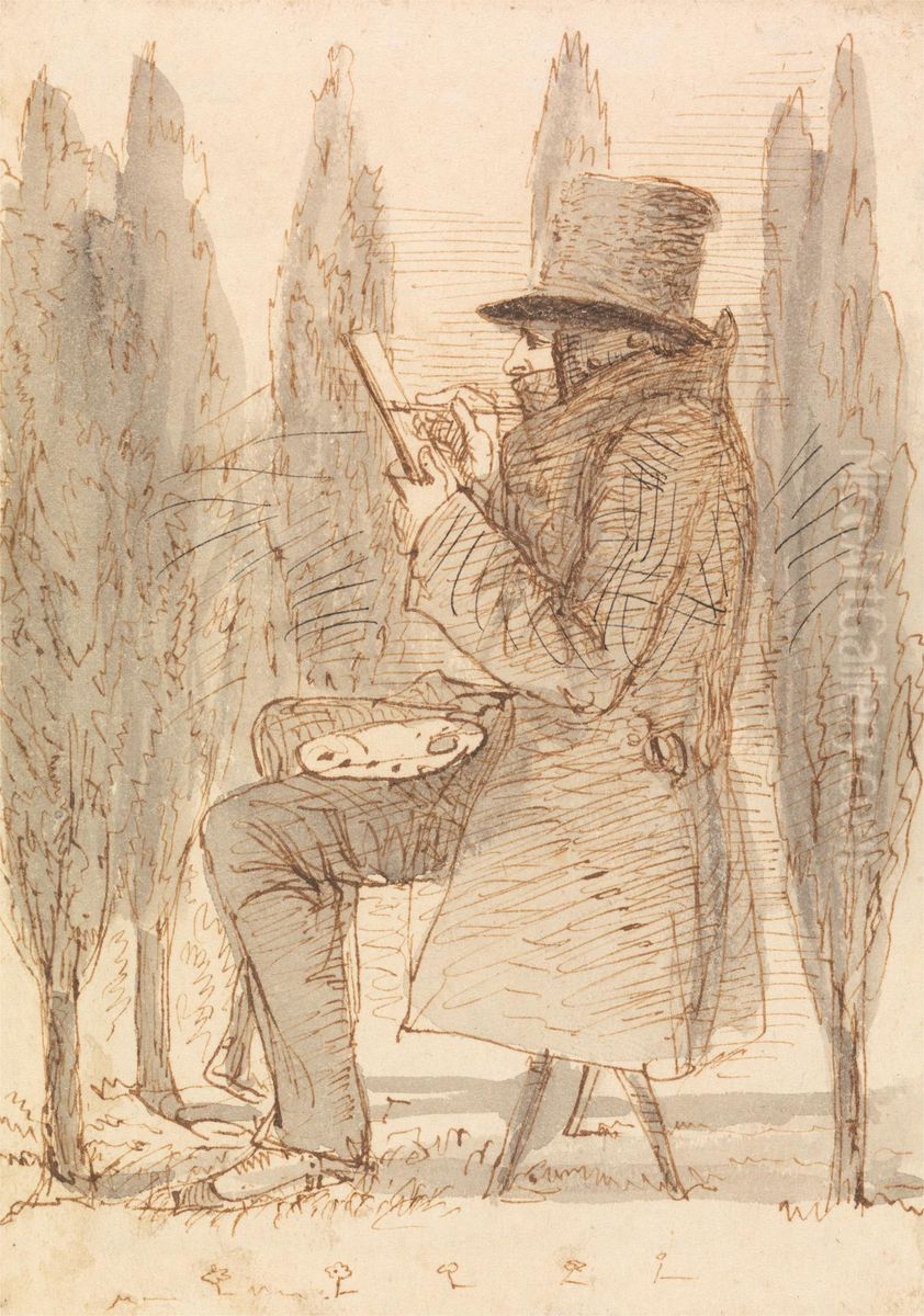 The Artist Sketching Oil Painting by James Smetham