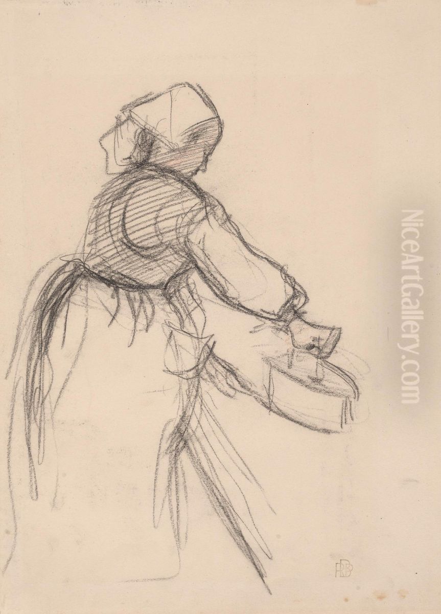 Woman Ironing Oil Painting by Robert Bevan