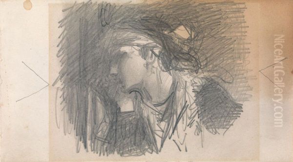 Study of a Woman's Head Oil Painting by Louisa Beresford, Marchioness of Waterford