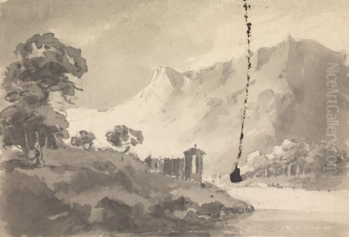 Landscape with Castle, River and Mountain Oil Painting by William Gilpin Landscape with Castle, River and Mountain Oil Painting by William Gilpin