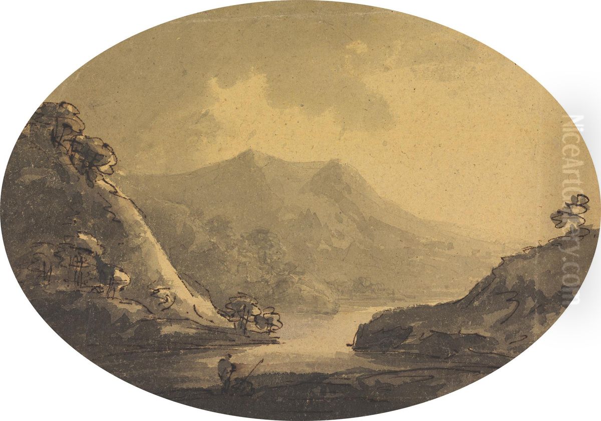Landscape with Fisherman Oil Painting by William Gilpin