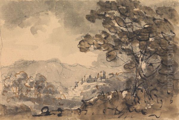 Landscape with Castle in the Distance Oil Painting by William Gilpin