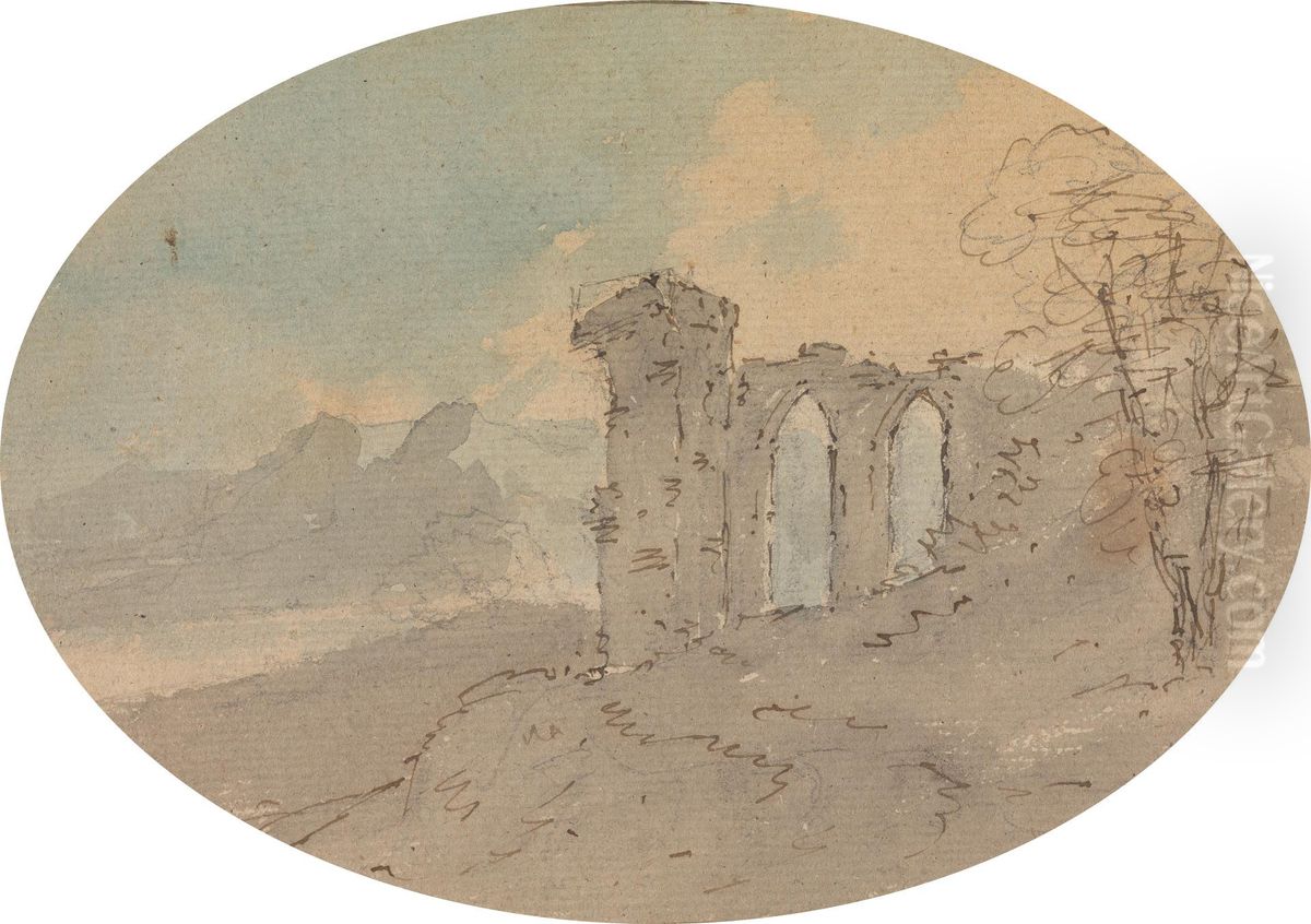 View of Castle Ruin Oil Painting by William Gilpin